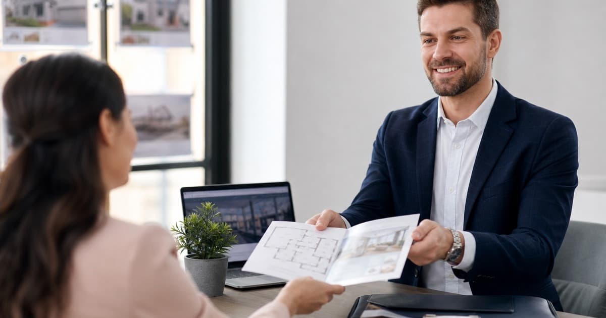 Estate agent sketching a property layout for a floor plan