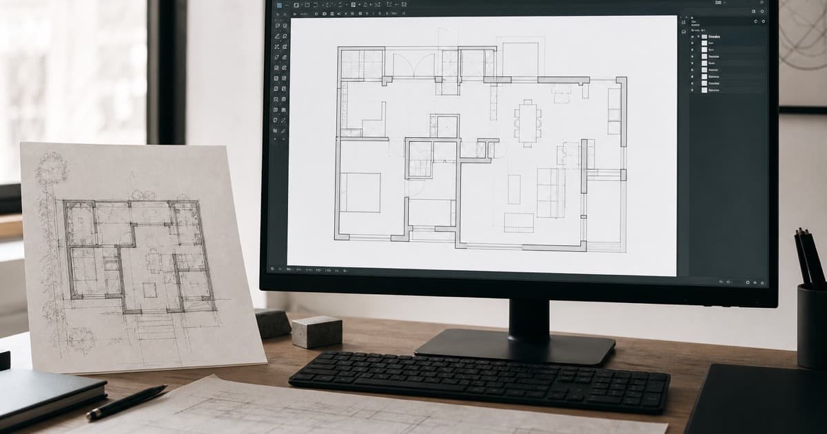 Comparing a measured survey with a sketch redraw floor plan